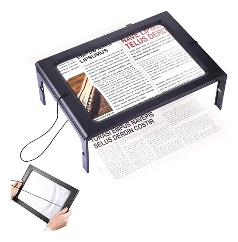 Lupa De Lectura Con Luz Para Leer Grande 2.5x A 3x A4 12led