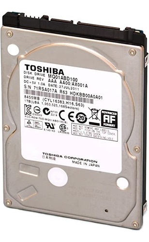 Disco Duro Toshiba Notebook 1tb Sata 3 5400rpm 8mb Cache