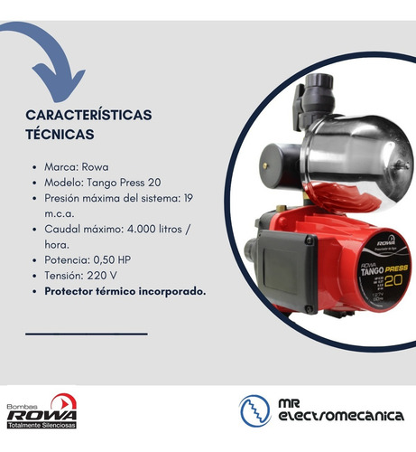 Imagen 3 de 10 de Bomba Presurizadora De Agua Rowa Tango Press 20 Envio Gratis