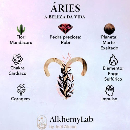 Floral AlkhemyLab Signo Áries Fórmula De Ativação De Força E Coragem