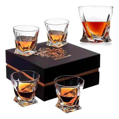 Juego De Vasos De Whiskey De Cristal, Set De 4 Vasos De...