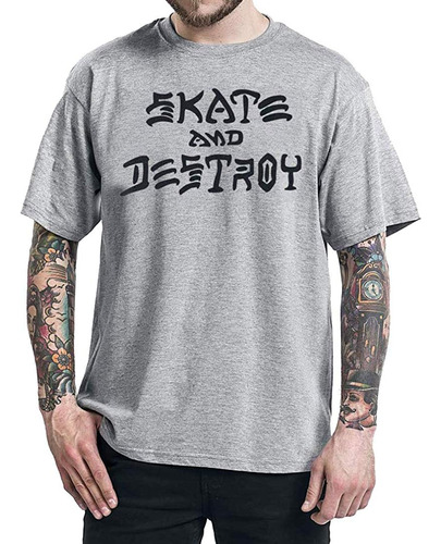 Camiseta Thrasher Skate And Destroy Gris Mediano