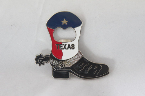 Metal Texas Bandera Vaquero Bota Refrigerador Imán Abrebotel