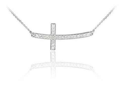 Collar - Curved Sideways Cross Stone Studded Necklace