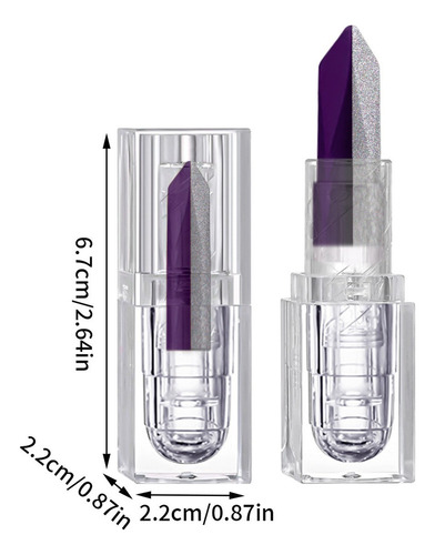 Lápiz Labial Degradado De Dos Tonos, 2 En Uno, Morado, Silve
