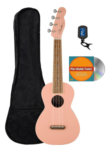 Ukulele De Concierto De Fender Monterey Belly Pink Bundle Y