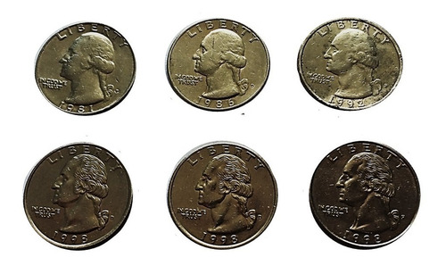 Cuarto De Dollar Coleccion De 6 Monedas Decadas Del 80 Y 90