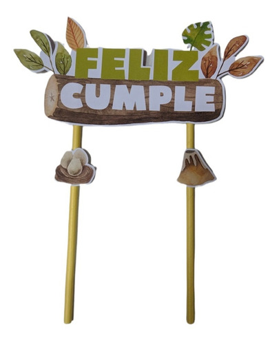 Cake Topper Adorno Torta Feliz Cumple Dinosaurio Dino 