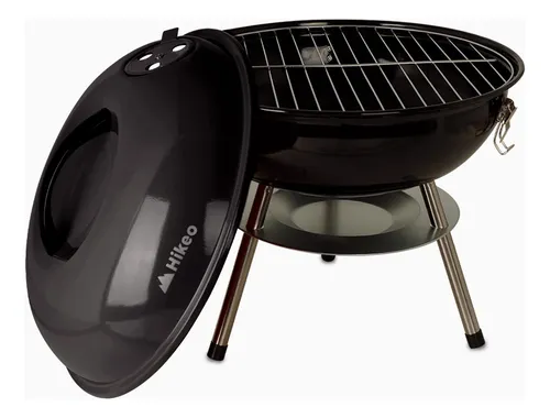 comprar Asador de Carbón Portátil 36 cm de Diámetro con Tapa, Parrilla para Carne Asada para Jardín, Camping, Picnic, Patio, Parrillada o Playa, Mini Grill de Acero para Exteriores, Fácil de Limpiar Negro