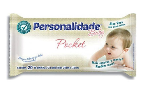 Toalhas Umedecidas Personalidade Baby Pocket - 20 Unidades