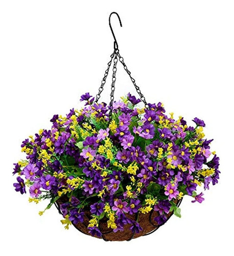 Flores Artificiales Colgantes En Canasta Exterior Interior P