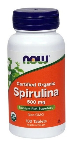 Spirulina Orgánica Certificada 500mg 100 Tabletas Now 