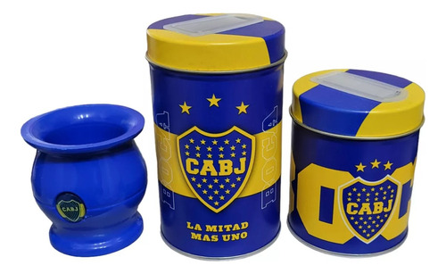 Set Matero Boca Juniors Yerbera Azucarera Bombilla Regalo 