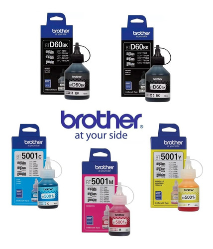 5 Tinta Brother Original 2 Btd60bk+3 Bt5001 T4000 T310 T510 