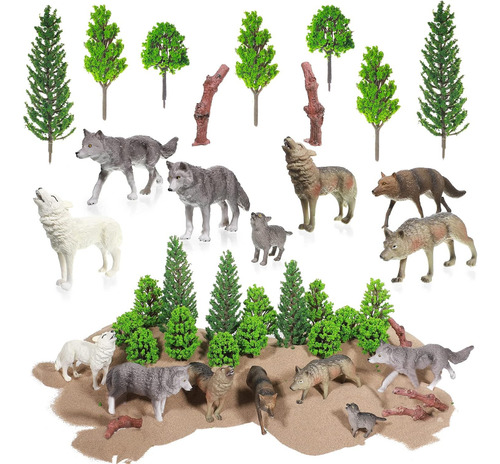 Sratte 26 Piezas Figuras De Lobo Del Bosque Juguetes Figuras