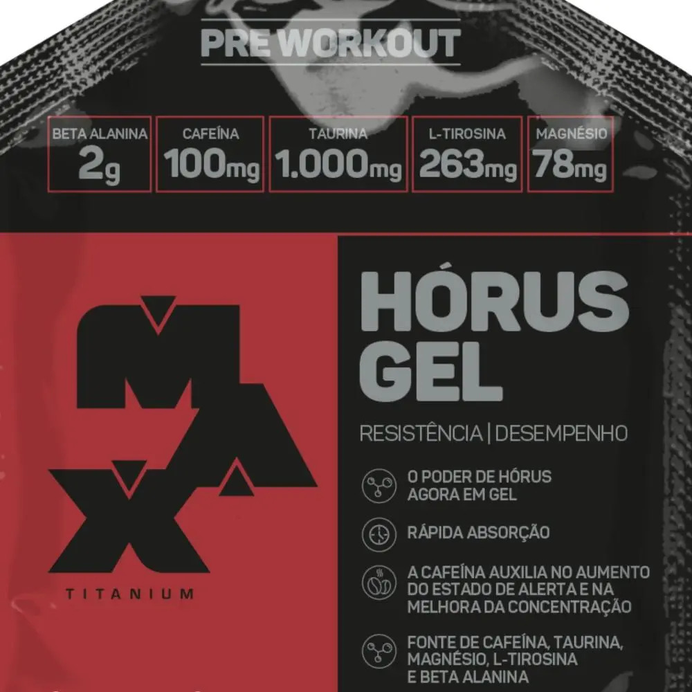 Pré-Treino Horus Gel 10 Sachês de 30g Max Titanium Sabor Frutas Vermelhas
