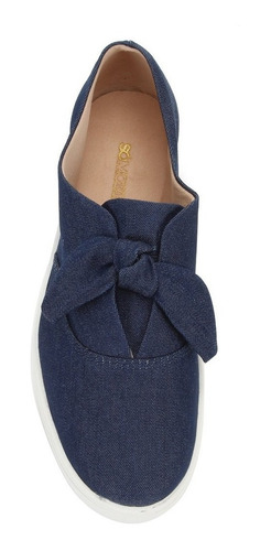 Tênis Slip On Somoda Caixa Alta Laço Feminino - Jeans
