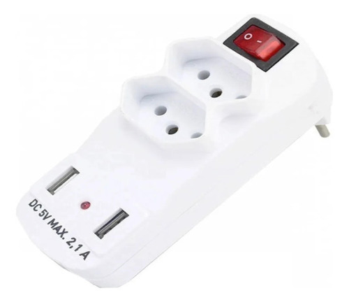 Adaptador de Tomada 2 Usb De 5V 2.1A E 2 Saídas Tomada Benjamin 10a Compacto e Prático
