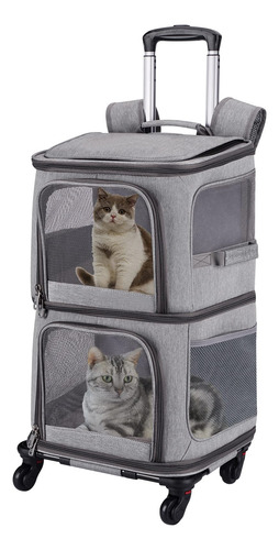 Mochila Transportadora De Mascotas Con Ruedas Para 2 Mascota