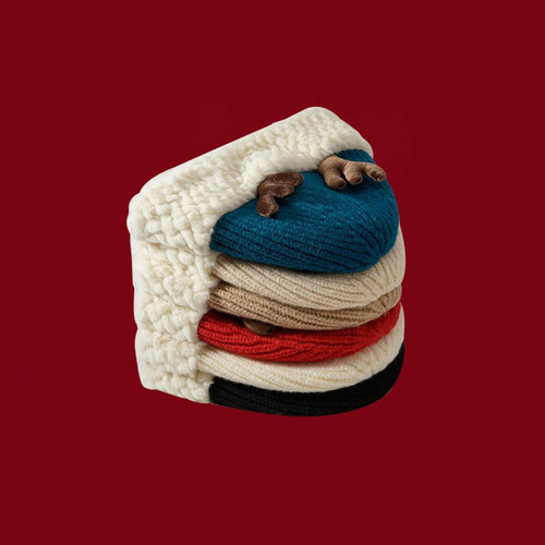 Regalo De Navidad ~ Bonito Gorro De Lana Afelpada Con Cuerno