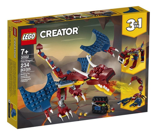 Lego Creator 3 En 1 Dragón Llameante 234 Piezas Modelo 31102