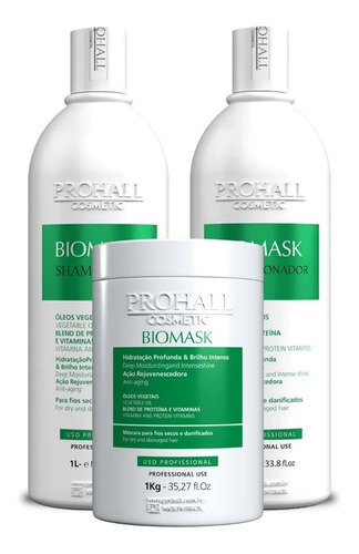 Biomask Kit Tratamento Shampo 1lt + Mascara 1kg + Condiciona