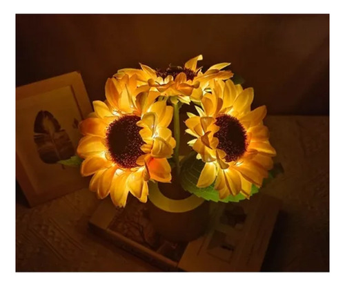 Lámpara De Girasol Con Luz Nocturna De Girasol En Maceta