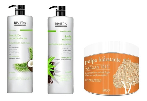 Shampoo + Acond. + Pulpa Hidratante Riviera Profesional