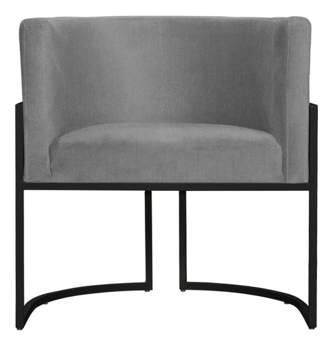 Poltrona Decorativa Luana Base Em Metal Preta Suede Cores Cor Cinza