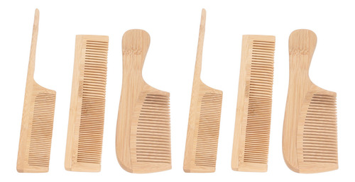 Juego De Peines De Pelo Barber De Bambú, 6 Unidades, Para Ev