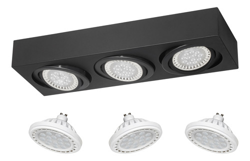 Spot Plafón Box Eco 3 Luces Móvil Con Halospot Ar111 Led