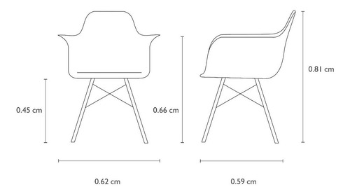 Juego Comedor Eames Mesa Rect.+ 2 Sillas + 2 Apoyabrazos
