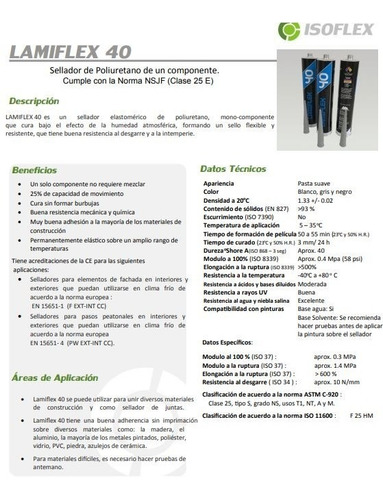 Imagen 3 de 5 de Sellador De Poliuretano Lamiflex (300ml) Gris, Caja 12 Pzas