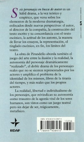 Seis personajes en busca de autor, de Luigi Pirandello. Editorial Edaf en español