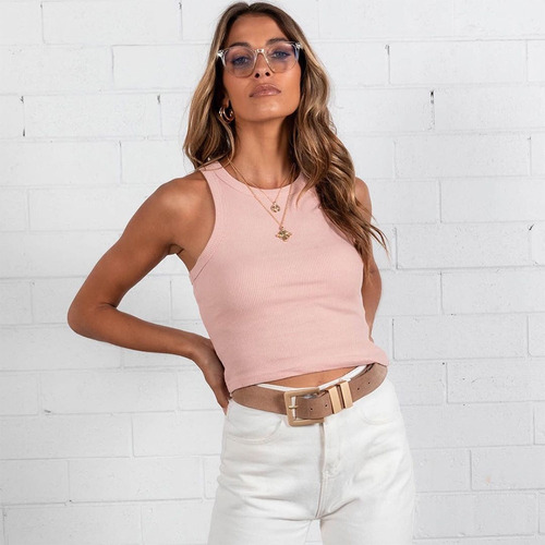 / Blusa Feminina Com Decote Ombre E Blusa Sem Mangas