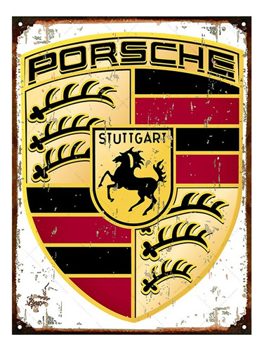 Cartel De Chapa Publicidad Antigua Logo Porsche P266