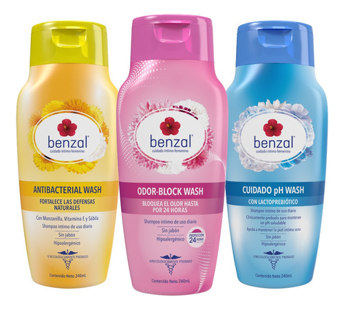 Kit Jabón Íntimo Benzal Wash Odor-b + Ph + Manzanila