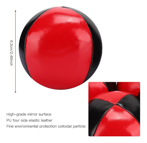 Pelota De Malabarismo De Cuero 3pcs Rojo Negro Pu Alta Gama