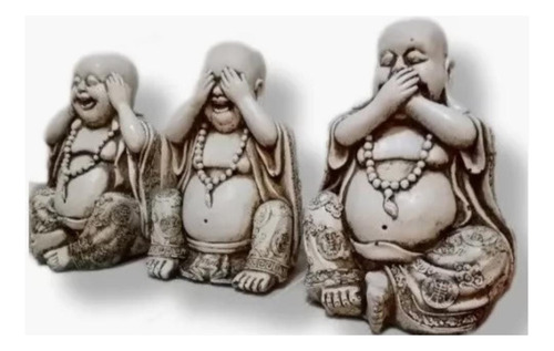 Trío De Budas De La Sabiduría Ciego, Sordo Y Mudo Exterior Blanco