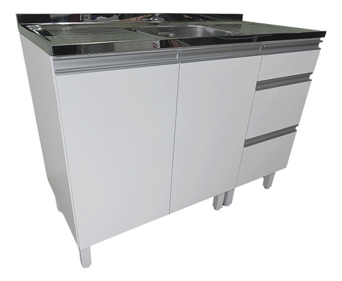 Balcão De Pia Cozinha Mdf Sem Tampo 4 Portas 1gaveta Montado