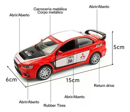 Mitsubishi Lancer Evo Miniatura Metal Car Colección Regalos