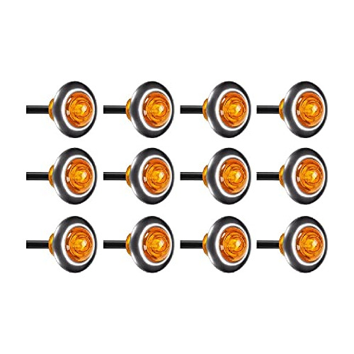 12 Pcs Luz De Marcador Lateral Led Redonda De 3/4 De Pu...