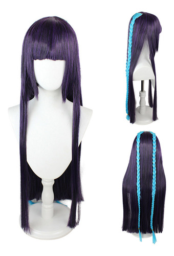 Peluca Para Cosplay, 80 Cm, Color Azul Oscuro, Trenzas Divid