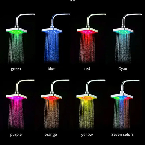 Ducha De Pared Tipo Lluvia Con Forma De I Cuadrado Con Luces