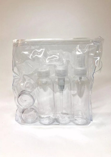 Imagen 5 de 10 de Kit X 6 Neceser Set De Viaje (botellas 100ml Y Frascos) N990