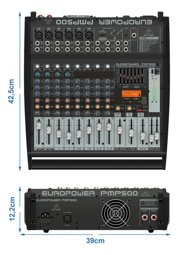 Consola Potenciada Behringer Pmp500 12 Canales 500w Efectos