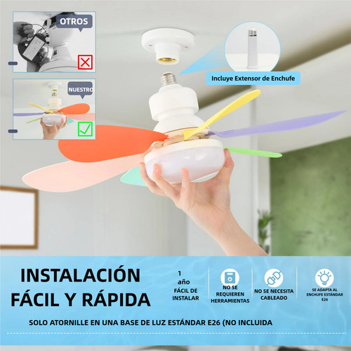 Ventilador De Techo Led E27 40w Con Lámpara Y Control Remoto