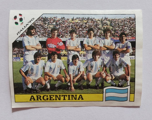 Figurita Panini Mundial Italia 90' Formación Argentina #117 Diego Maradona (Usado)