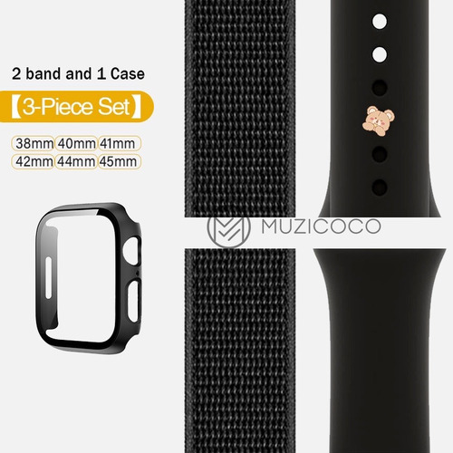Kit 3 Piezas Para Apple Watch Correas Nylon + Case
