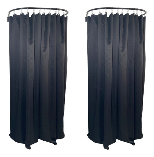 Kit 2 Provador Para Loja + 2 Cortinas Blackout 2.80m X 2.00m Cor Preto